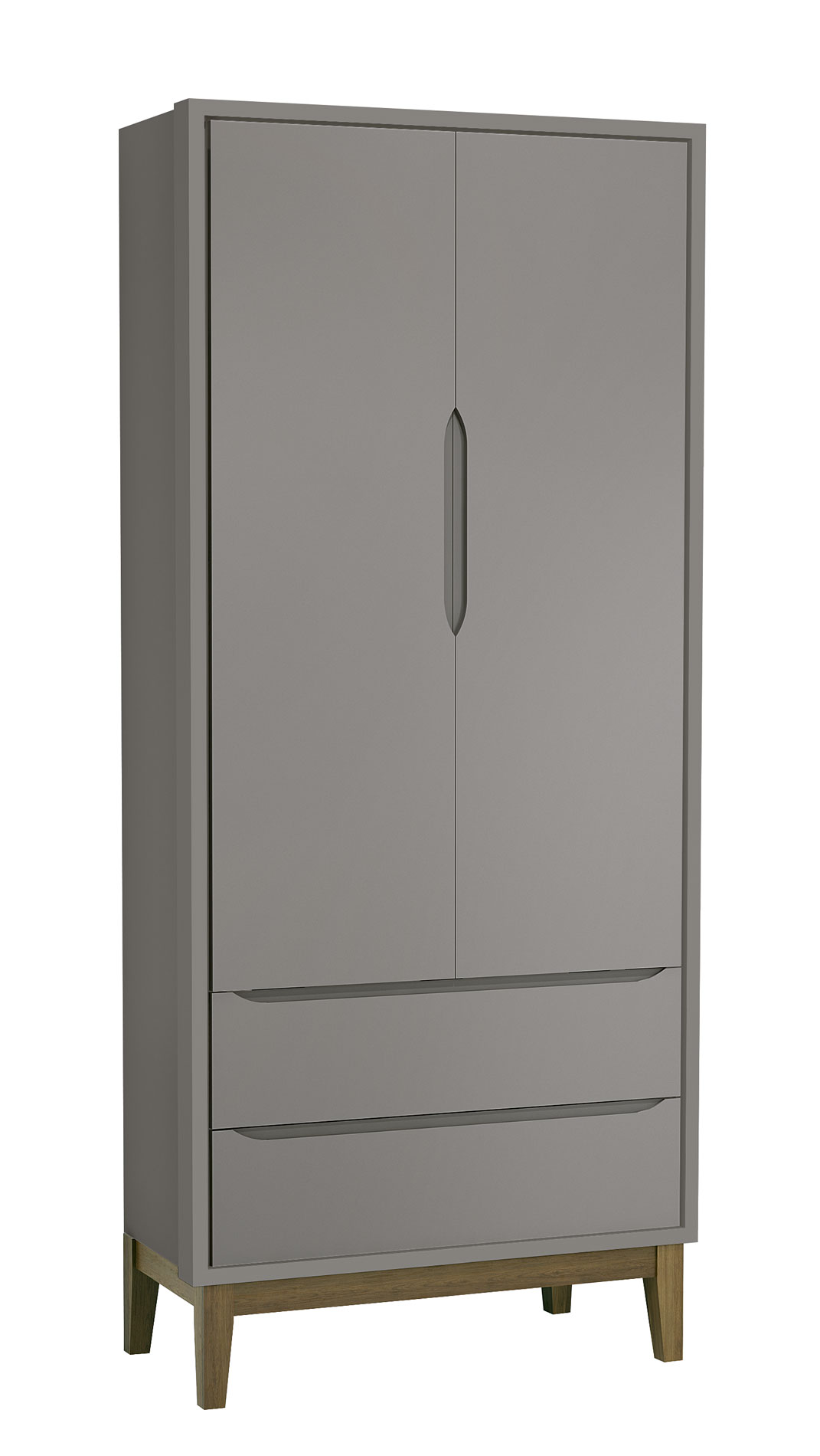 Guarda-Roupa Retrô 2 Portas Classic New Cinza Fosco com Madeira - Reller