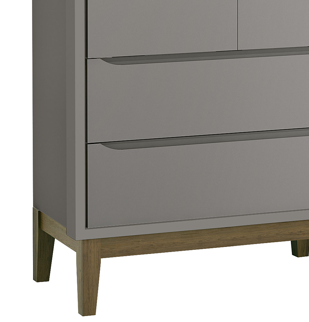 Guarda-Roupa Retrô 2 Portas Classic New Cinza Fosco com Madeira - Reller