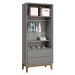 Guarda-Roupa Retrô 2 Portas Classic New Cinza Fosco com Madeira - Reller