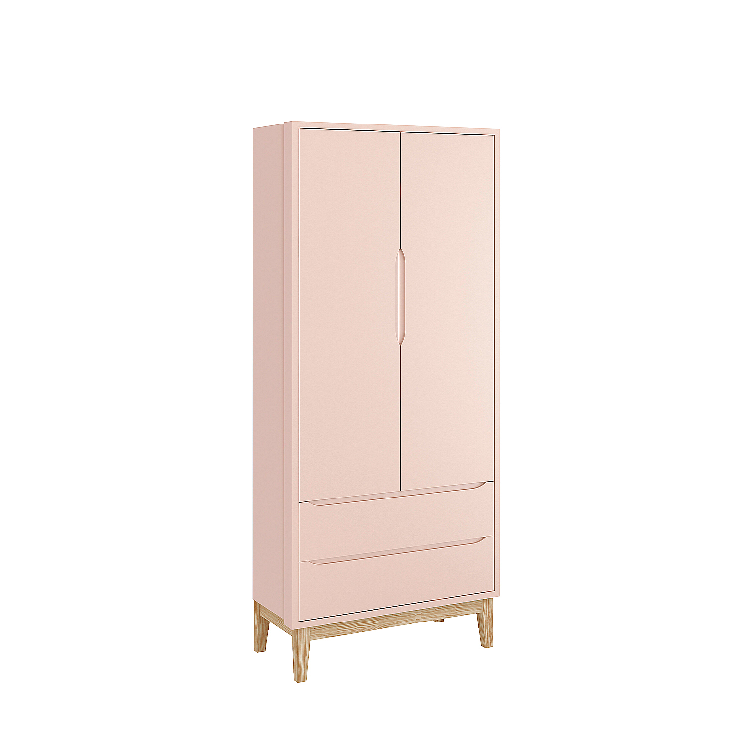 Guarda-Roupa Retrô 2 Portas Classic New Rosa Fosco com Natural - MoveisAqui