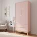 Guarda-Roupa Retrô 2 Portas Classic New Rosa Fosco com Natural - MoveisAqui
