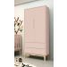 Guarda-Roupa Retrô 2 Portas Classic New Rosa Fosco com Natural - Reller