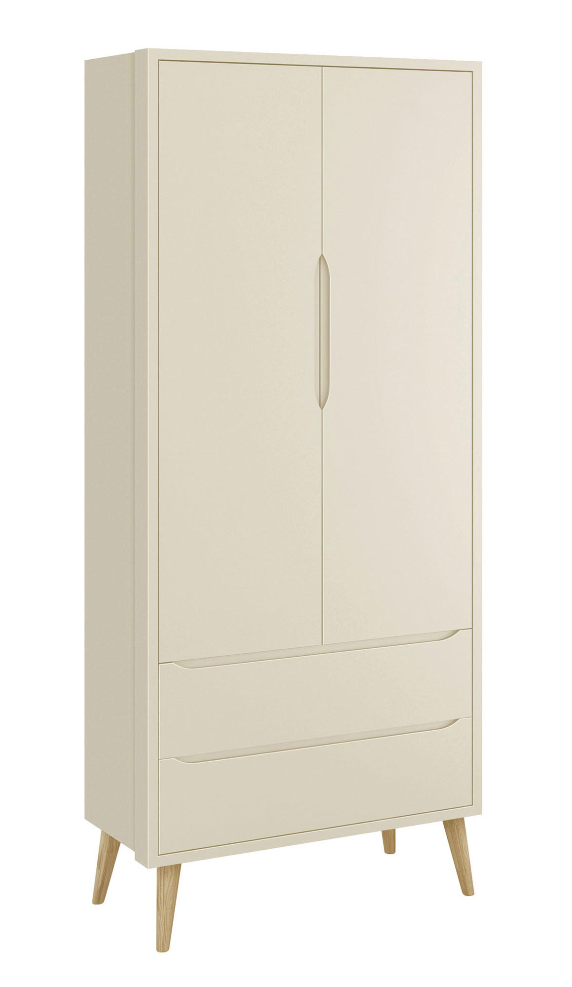 Guarda-Roupa Retrô 2 Portas Théo New Areia Fosco com Natural - MoveisAqui