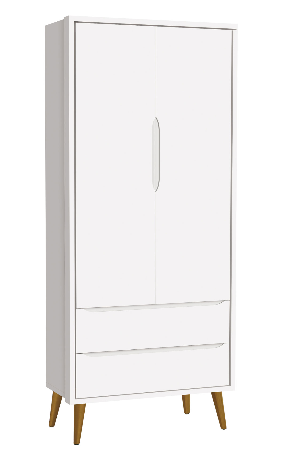 Guarda-Roupa Retrô 2 Portas Théo New Branco Fosco com Madeira - Reller