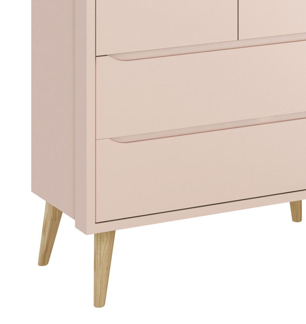 Guarda-Roupa Retrô 2 Portas Théo New Rosa Fosco com Natural - Reller