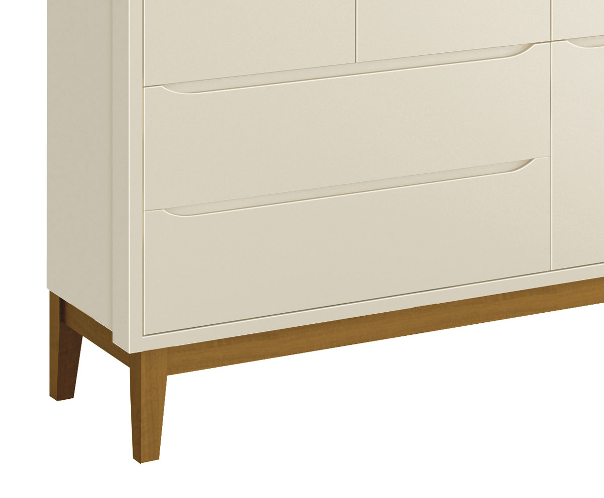 Guarda-Roupa Retrô 3 Portas Classic New Areia Fosco com Madeira - Reller