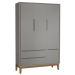 Guarda-Roupa Retrô 3 Portas Classic New Cinza Fosco com Madeira - Reller