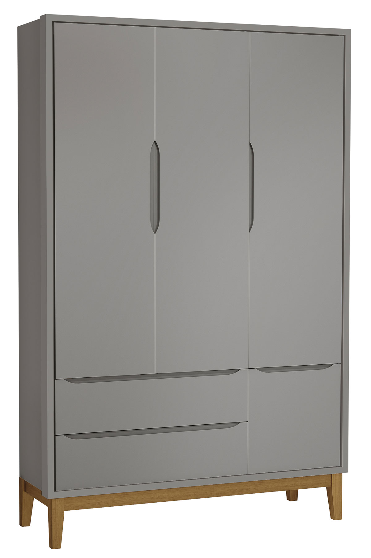 Guarda-Roupa Retrô 3 Portas Classic New Cinza Fosco com Madeira - Reller