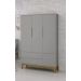 Guarda-Roupa Retrô 3 Portas Classic New Cinza Fosco com Madeira - Reller