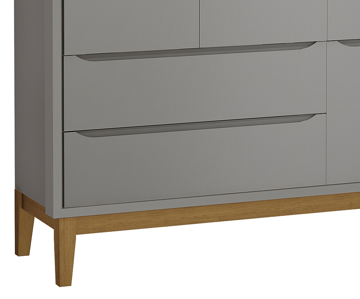 Guarda-Roupa Retrô 3 Portas Classic New Cinza Fosco com Madeira - Reller