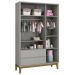 Guarda-Roupa Retrô 3 Portas Classic New Cinza Fosco com Madeira - Reller