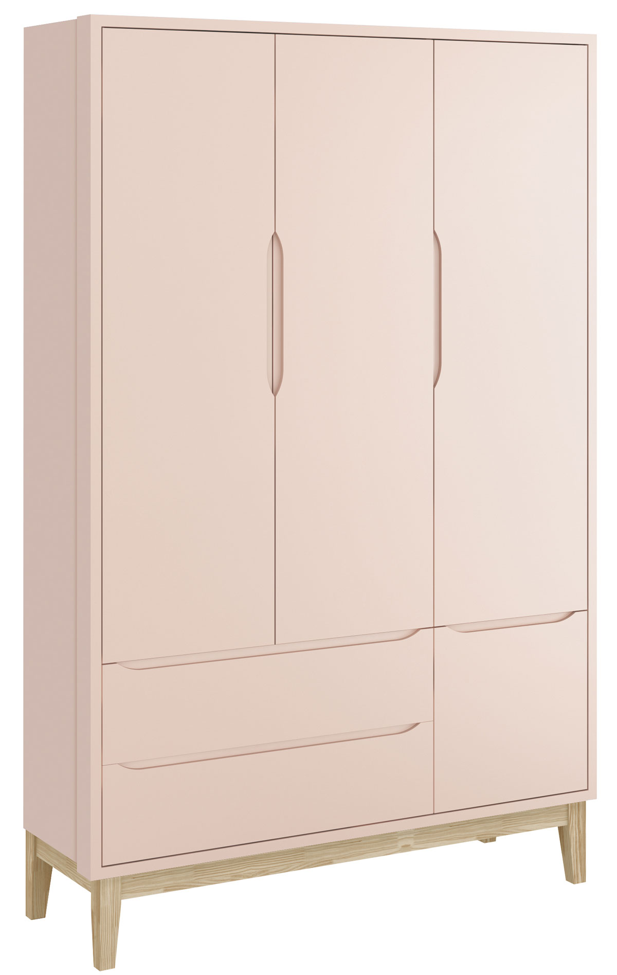 Guarda-Roupa Retrô 3 Portas Classic New Rosa Fosco com Natural - MoveisAqui