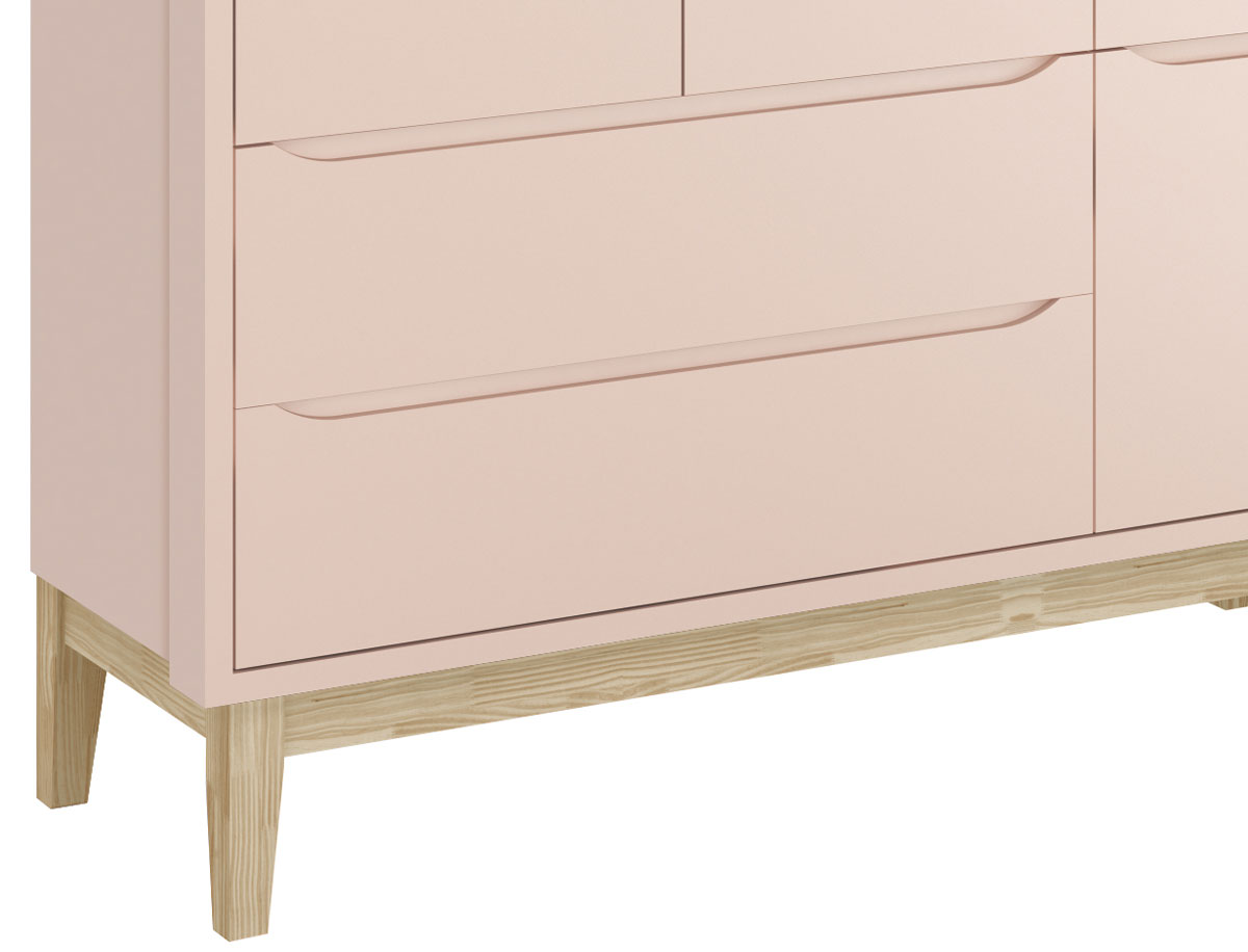 Guarda-Roupa Retrô 3 Portas Classic New Rosa Fosco com Natural - MoveisAqui
