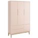 Guarda-Roupa Retrô 3 Portas Classic New Rosa Fosco com Natural - Reller