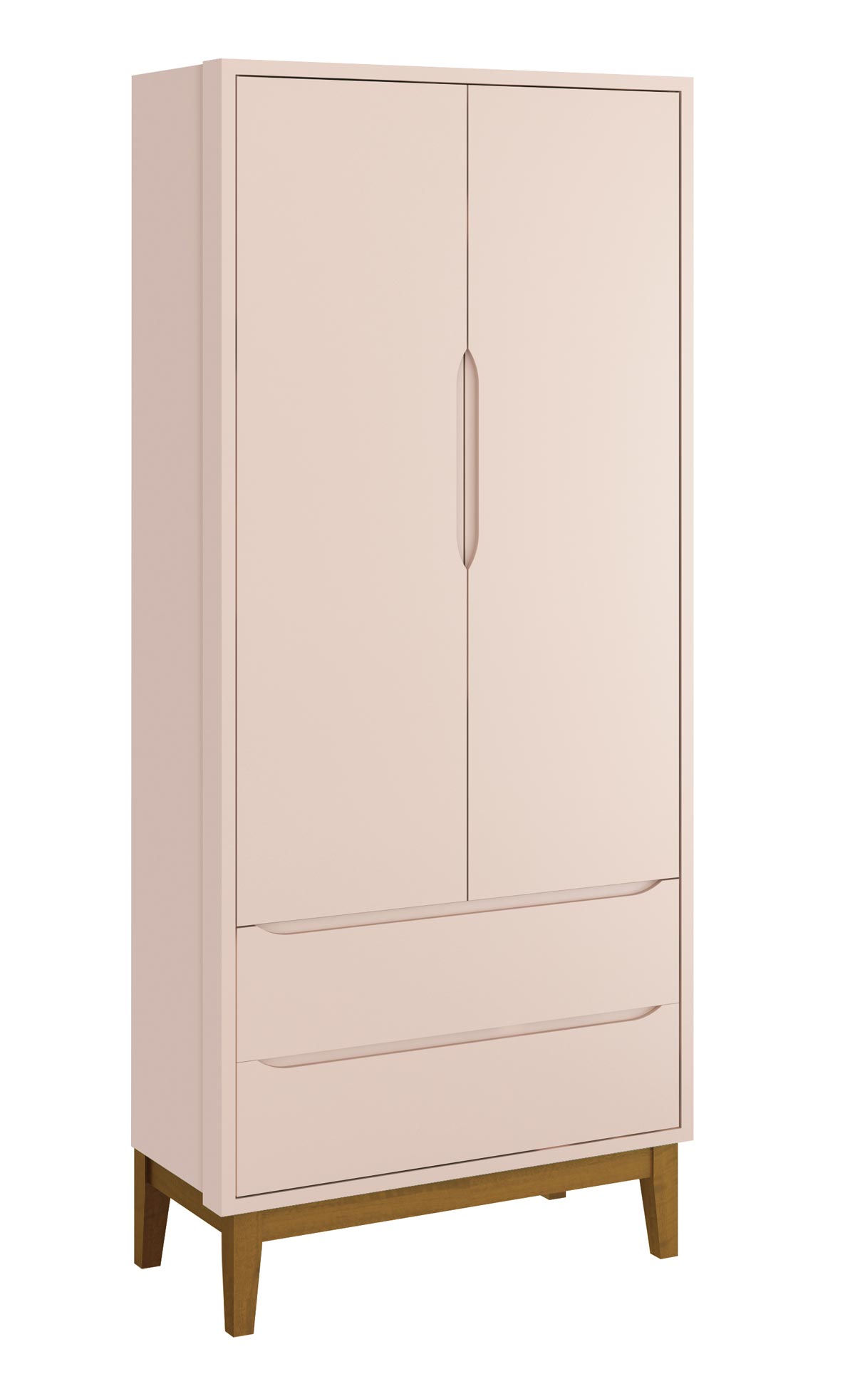 Jogo de Quarto para Bebê Completo 2 Portas Classic New Rosa Fosco com Madeira - Reller