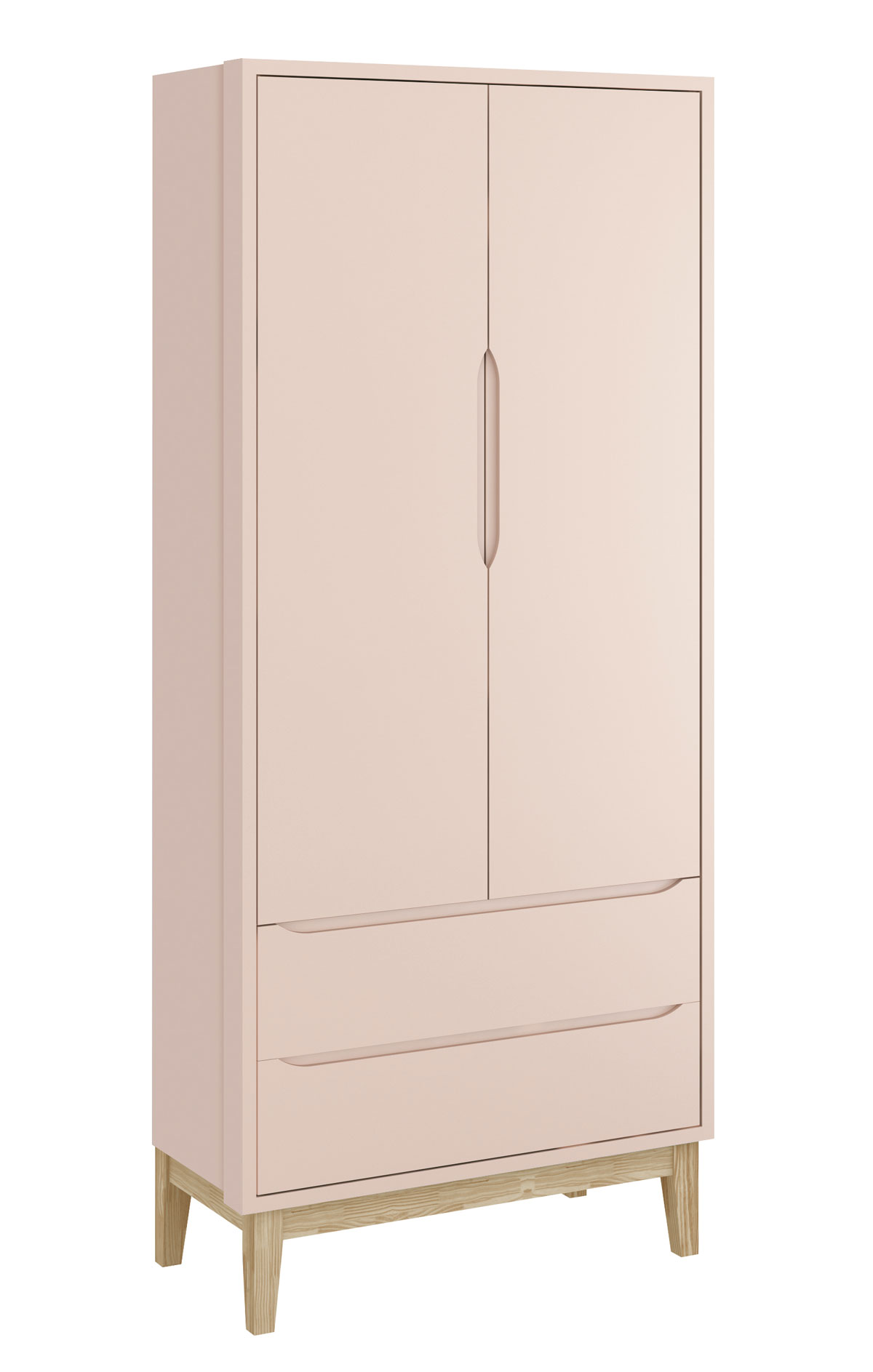 Jogo de Quarto para Bebê Completo 2 Portas Classic New Rosa Fosco com Natural - MoveisAqui