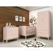 Jogo de Quarto para Bebê Completo 2 Portas Classic New Rosa Fosco com Natural - Reller