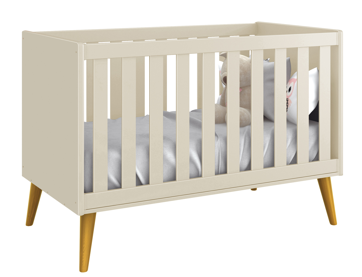 Jogo de Quarto para Bebê Completo 2 Portas Théo New Areia Fosco com Madeira - MoveisAqui