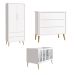 Jogo de Quarto para Bebê Completo 2 Portas Théo New Branco Fosco com Natural - Reller