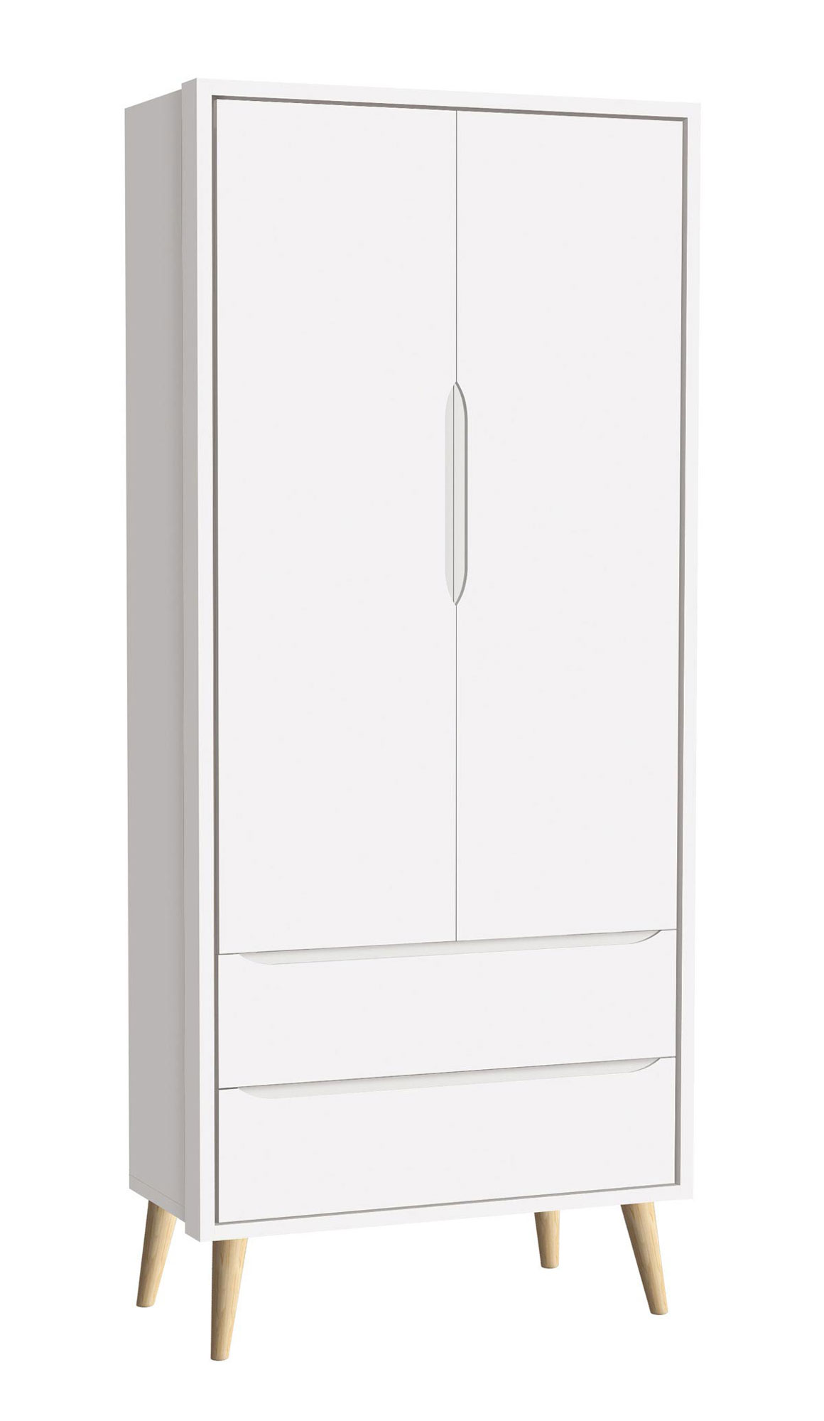 Jogo de Quarto para Bebê Completo 2 Portas Théo New Branco Fosco com Natural - Reller