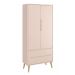 Jogo de Quarto para Bebê Completo 2 Portas Théo New Rosa Fosco com Natural - MoveisAqui