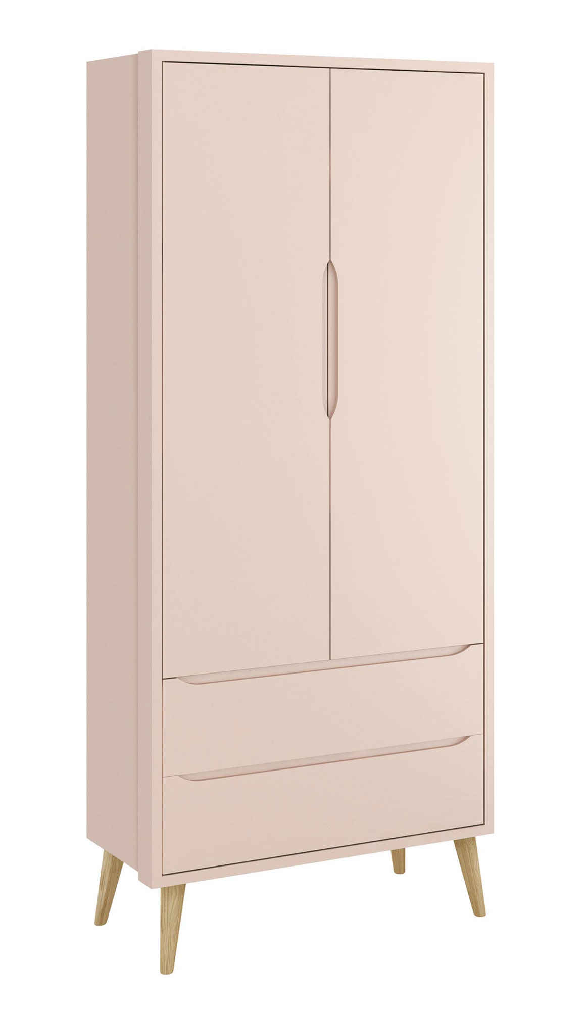 Jogo de Quarto para Bebê Completo 2 Portas Théo New Rosa Fosco com Natural - MoveisAqui