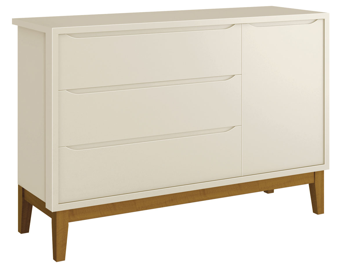 Jogo de Quarto para Bebê Completo 3 Portas Classic New Areia Fosco com Madeira - Reller