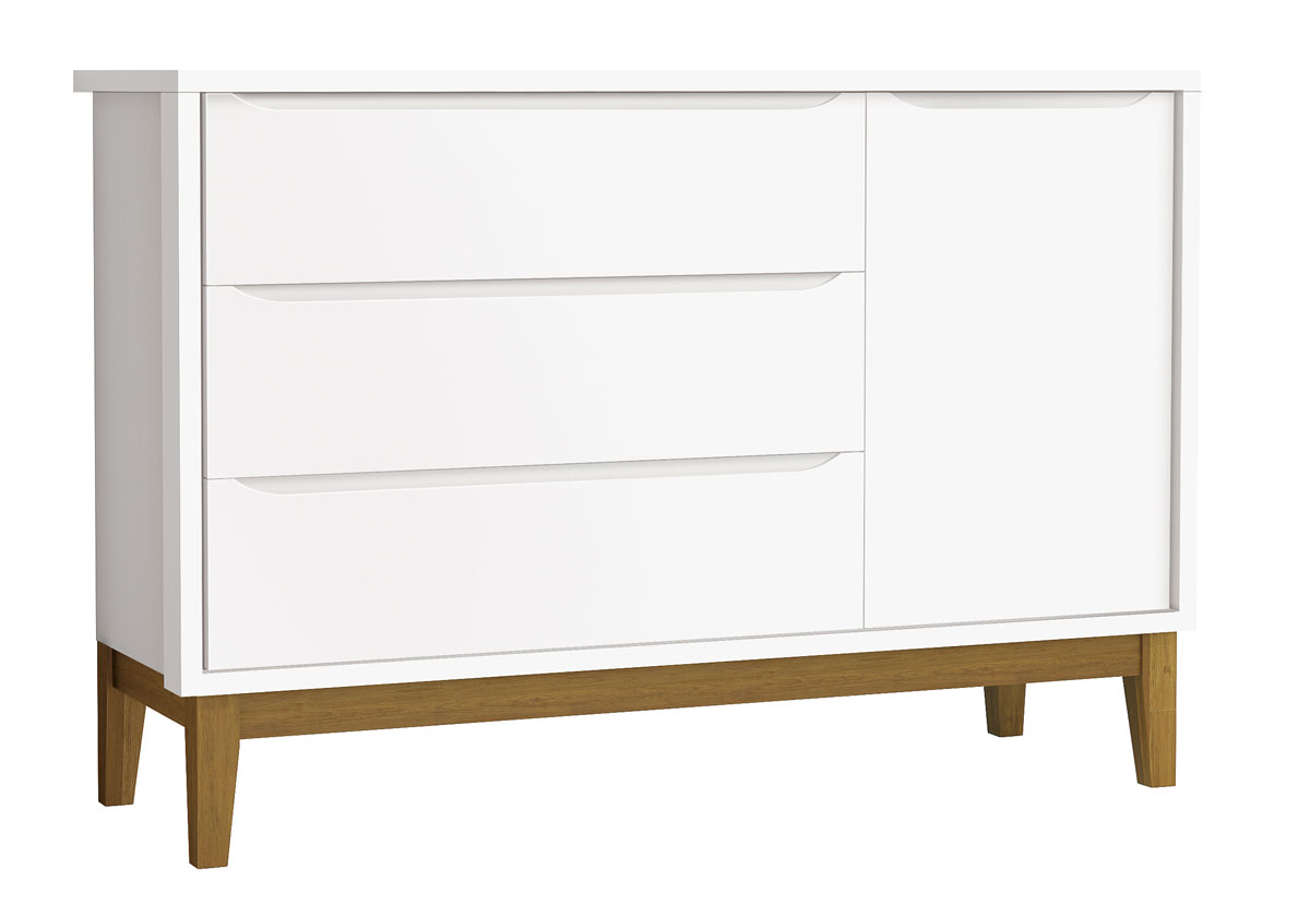 Jogo de Quarto para Bebê Completo 3 Portas Classic New Branco Fosco com Madeira - Reller