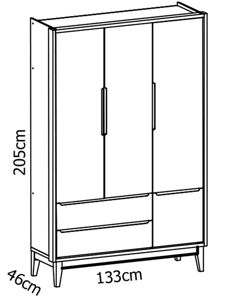 Jogo de Quarto para Bebê Completo 3 Portas Classic New Branco Fosco com Madeira - Reller