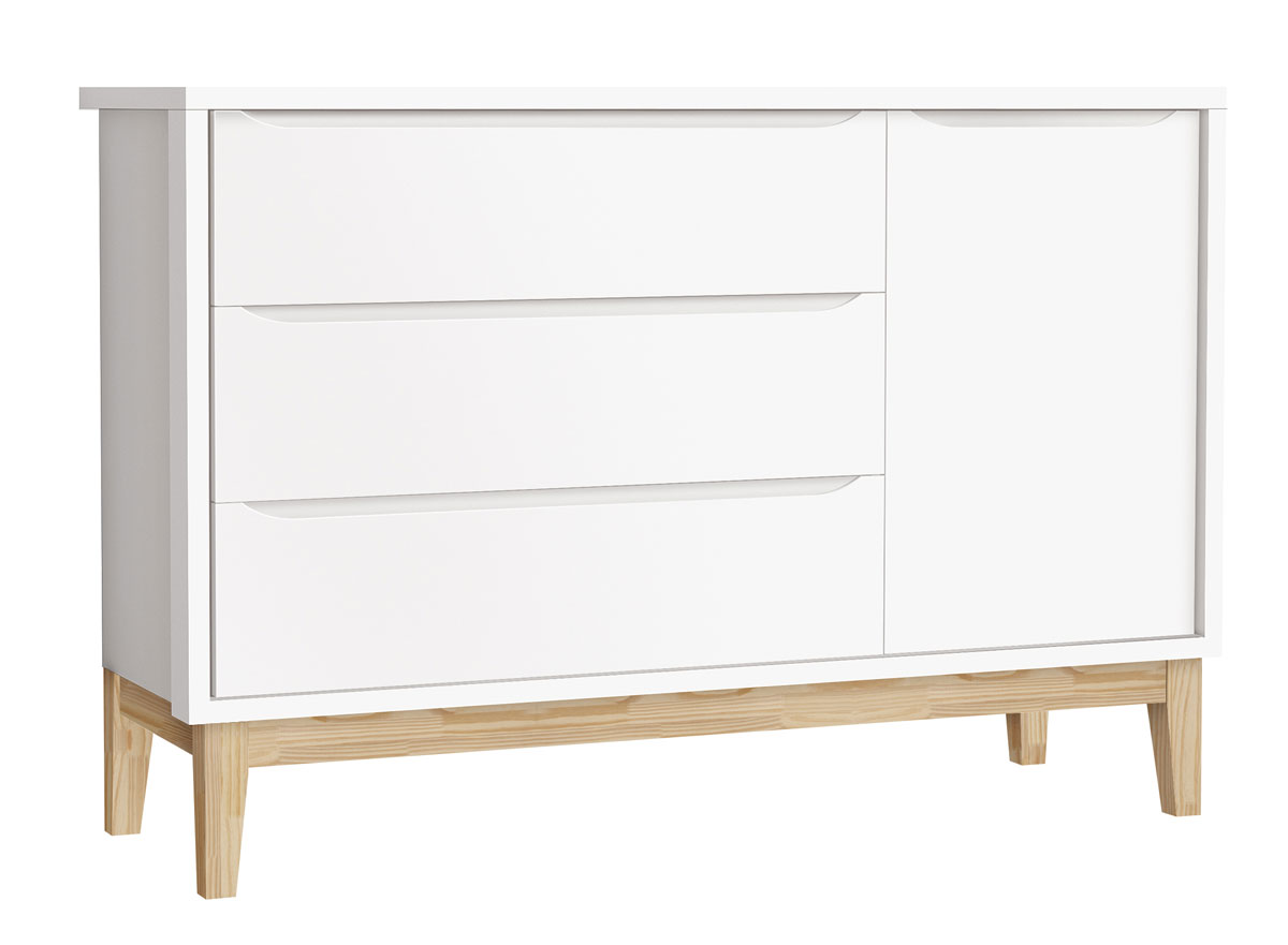 Jogo de Quarto para Bebê Completo 3 Portas Classic New Branco Fosco com Natural - MoveisAqui