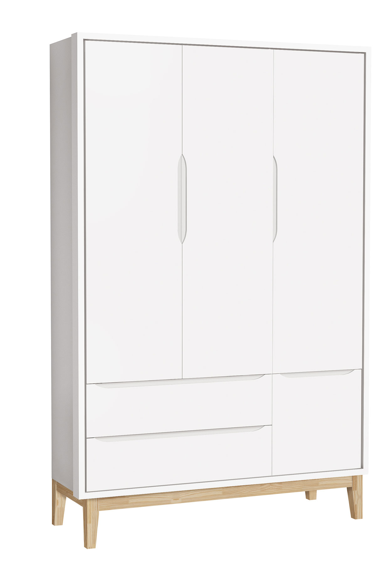 Jogo de Quarto para Bebê Completo 3 Portas Classic New Branco Fosco com Natural - MoveisAqui