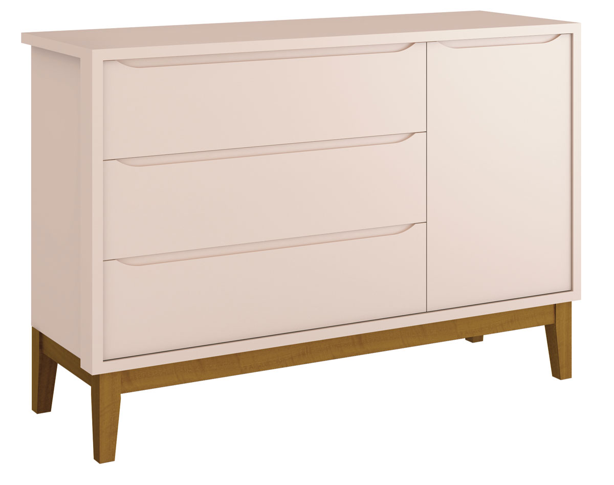 Jogo de Quarto para Bebê Completo 3 Portas Classic New Rosa Fosco com Madeira - MoveisAqui