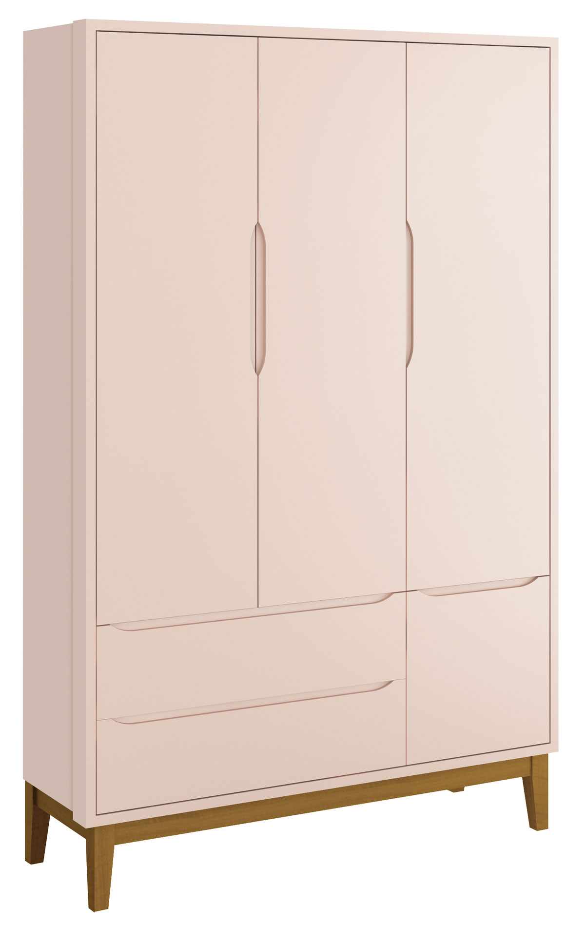 Jogo de Quarto para Bebê Completo 3 Portas Classic New Rosa Fosco com Madeira - MoveisAqui
