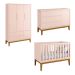 Jogo de Quarto para Bebê Completo 3 Portas Classic New Rosa Fosco com Madeira - Reller