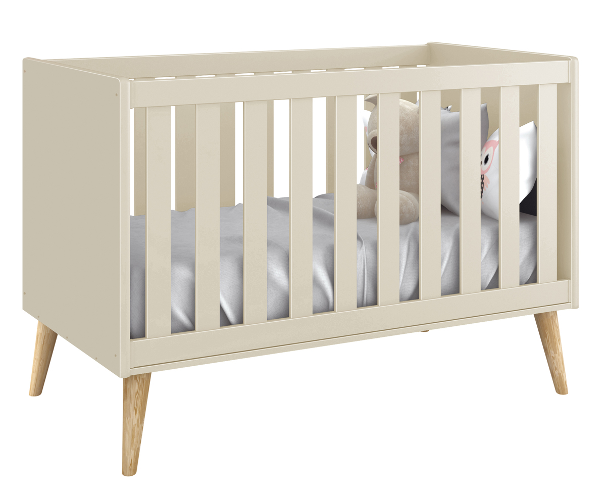 Jogo de Quarto para Bebê Completo 3 Portas Théo New Areia Fosco com Natural - MoveisAqui