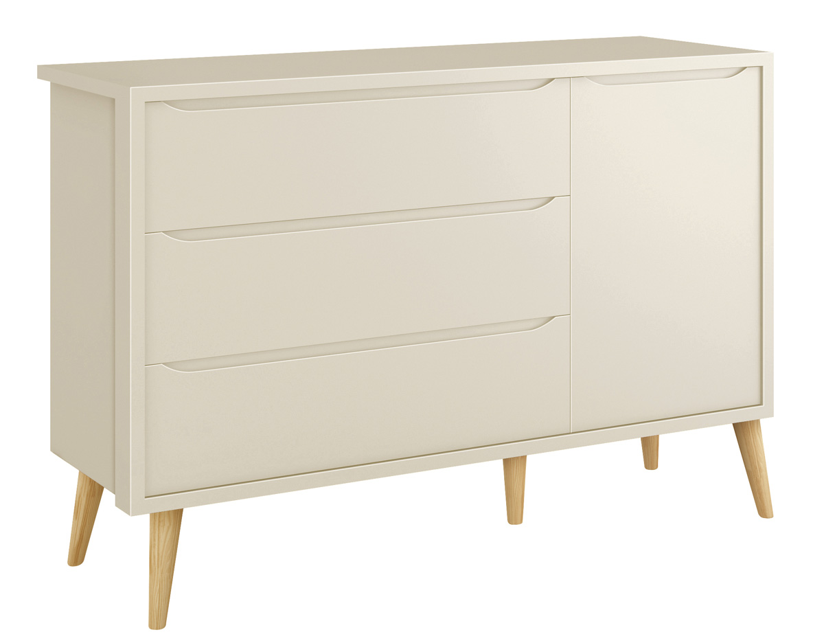 Jogo de Quarto para Bebê Completo 3 Portas Théo New Areia Fosco com Natural - MoveisAqui