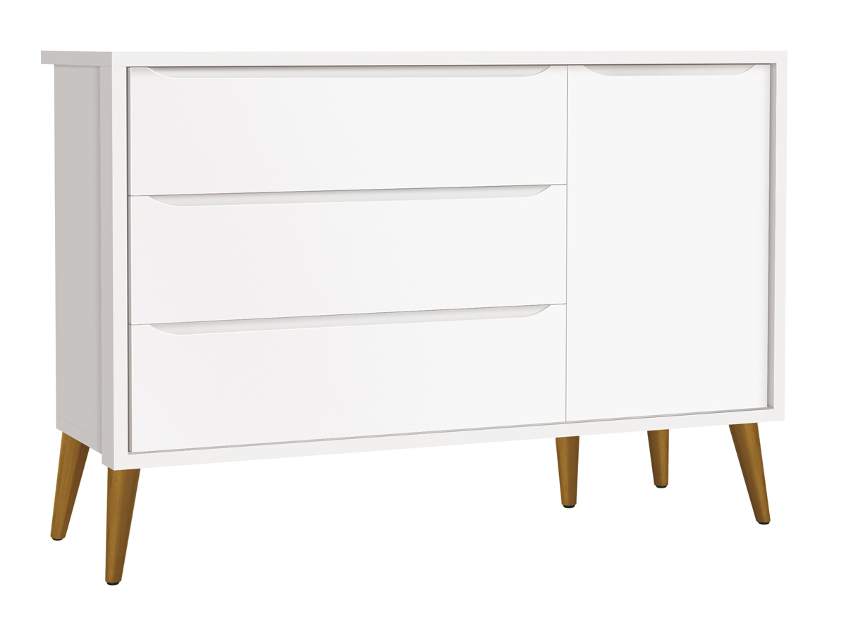 Jogo de Quarto para Bebê Completo 3 Portas Théo New Branco Fosco com Madeira - Reller