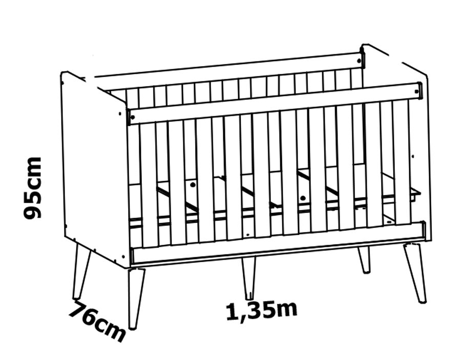 Jogo de Quarto para Bebê Completo 3 Portas Théo New Branco Fosco com Natural - MoveisAqui
