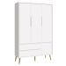 Jogo de Quarto para Bebê Completo 3 Portas Théo New Branco Fosco com Natural - MoveisAqui