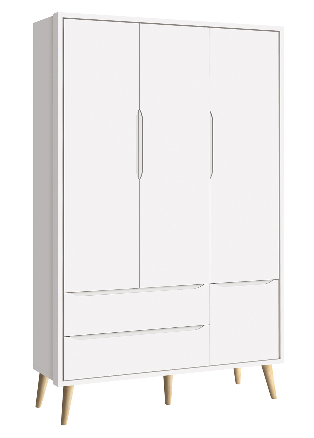 Jogo de Quarto para Bebê Completo 3 Portas Théo New Branco Fosco com Natural - MoveisAqui