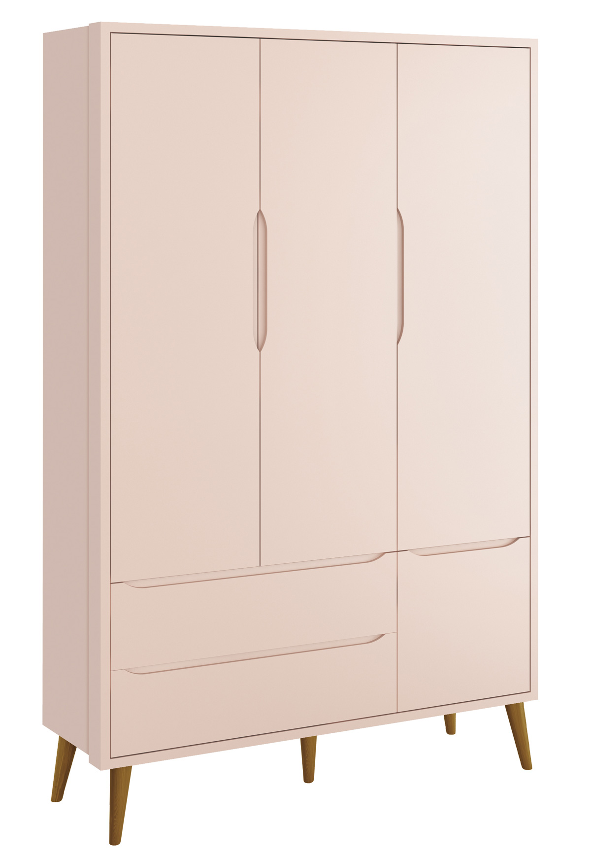 Jogo de Quarto para Bebê Completo 3 Portas Théo New Rosa Fosco com Madeira - MoveisAqui