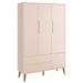Jogo de Quarto para Bebê Completo 3 Portas Théo New Rosa Fosco com Madeira - Reller