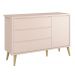 Jogo de Quarto para Bebê Completo 3 Portas Théo New Rosa Fosco com Natural - Reller