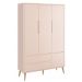 Jogo de Quarto para Bebê Completo 3 Portas Théo New Rosa Fosco com Natural - Reller