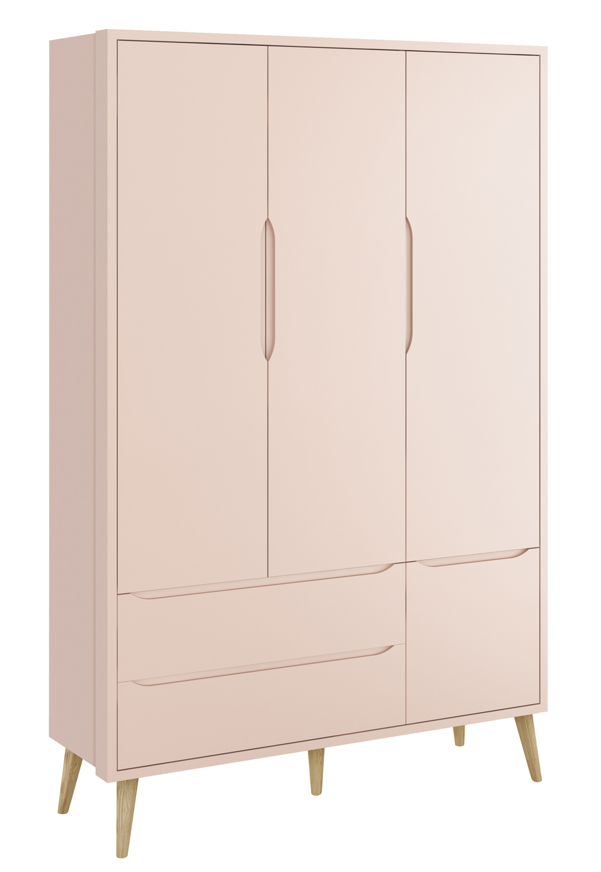 Jogo de Quarto para Bebê Completo 3 Portas Théo New Rosa Fosco com Natural - Reller
