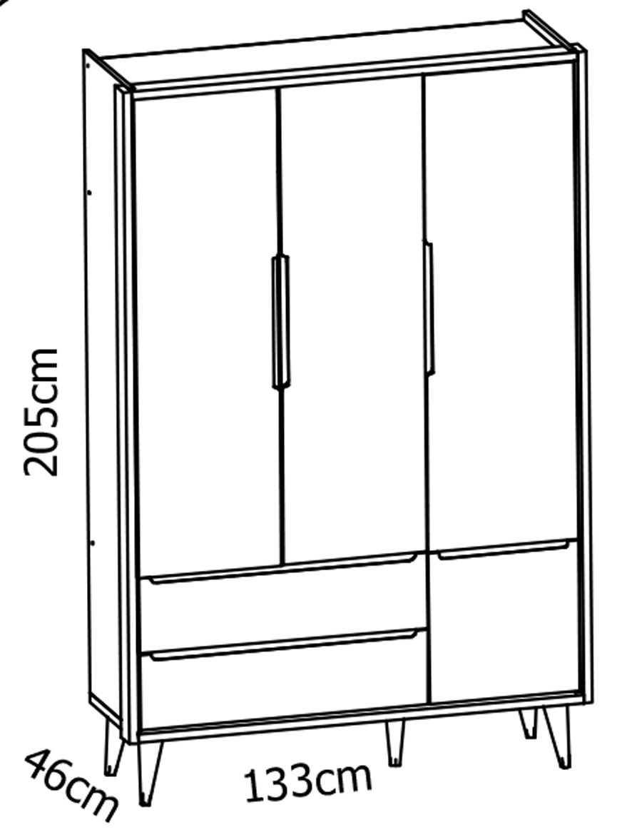 Jogo de Quarto para Bebê Completo 3 Portas Théo New Rosa Fosco com Natural - Reller