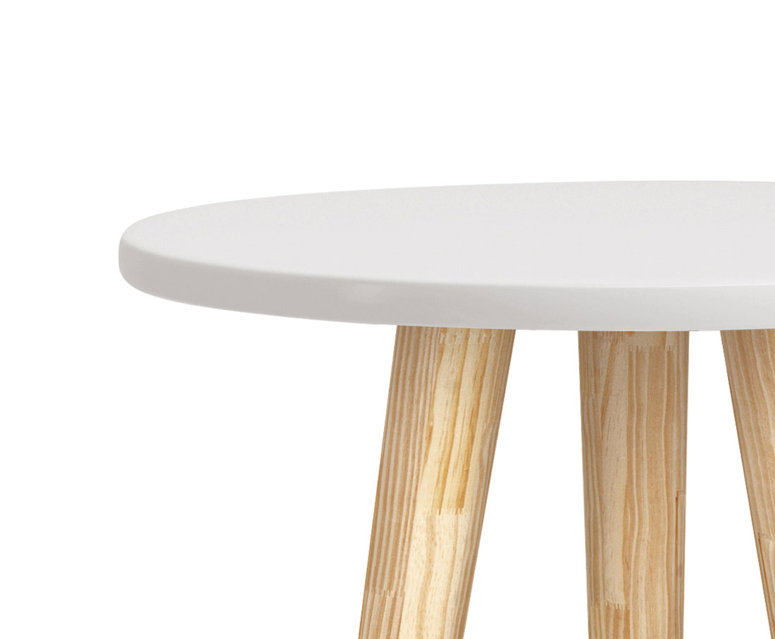 Mesinha Lateral Theo Branco Fosco com Natural - Reller