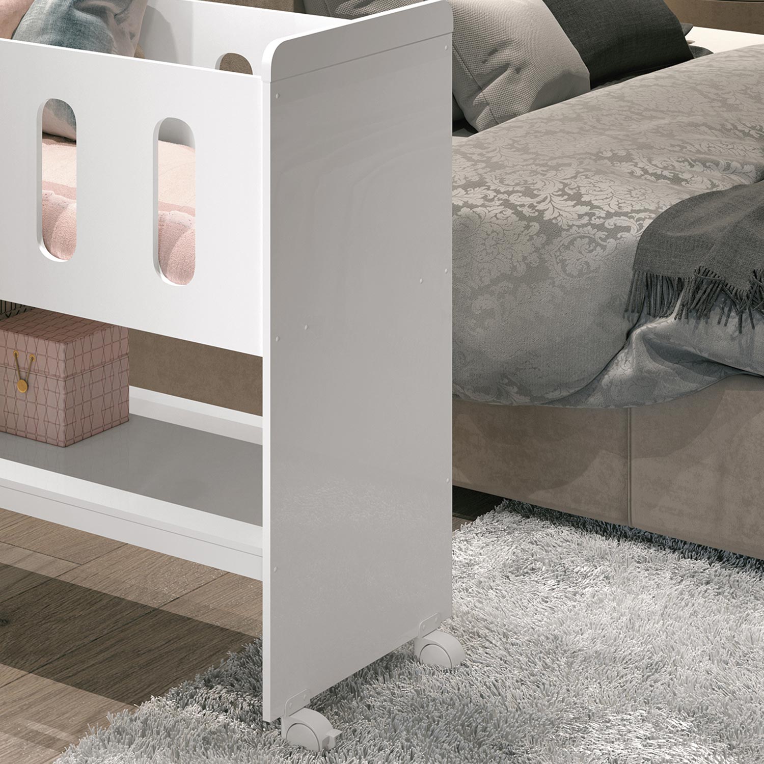 Mini Berço 3 em 1 Zain/Moisés Branco Fosco - Reller