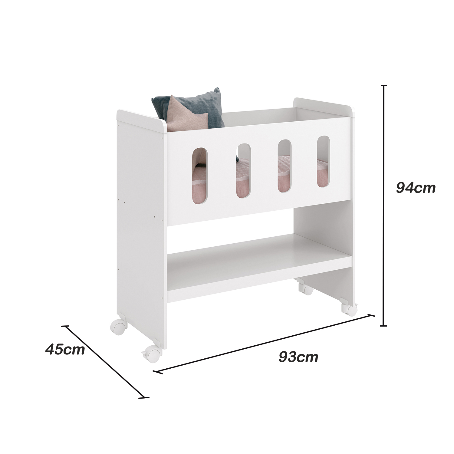 Mini Berço 3 em 1 Zain/Moisés Branco Fosco - Reller