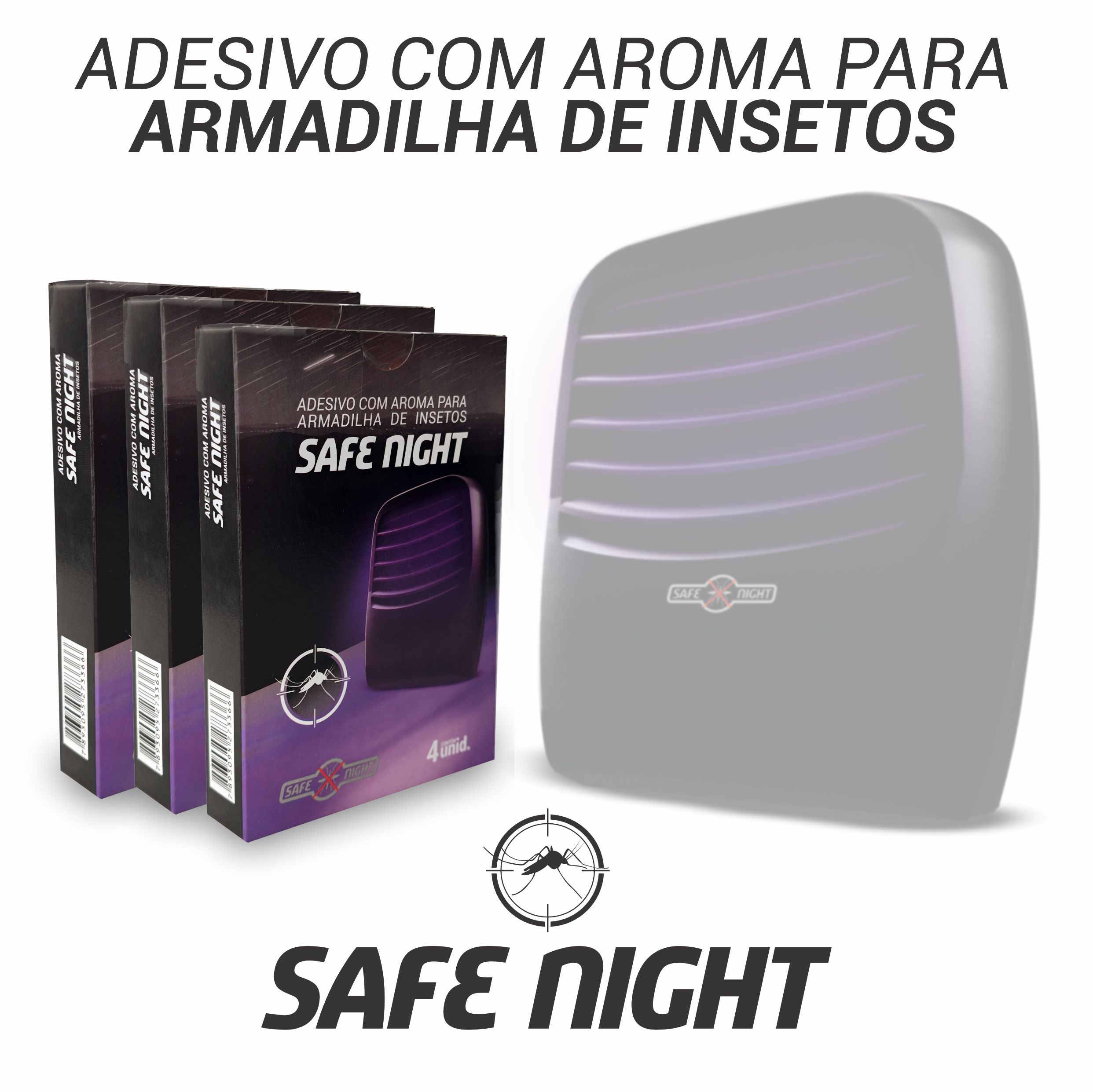 Refil Adesivo com Aroma para Armadilha de Insetos SAFE NIGHT - 4 unidades